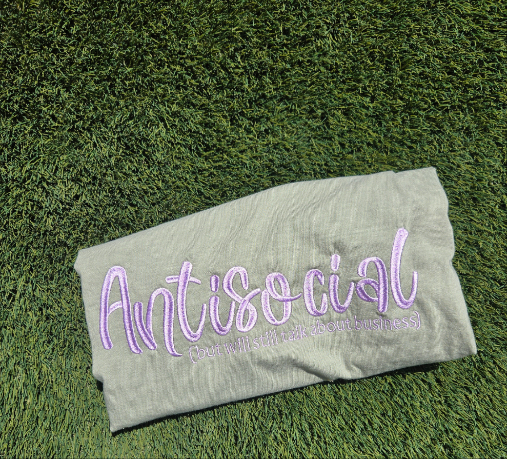 Antisocial Embroidery comfort color T-shirt