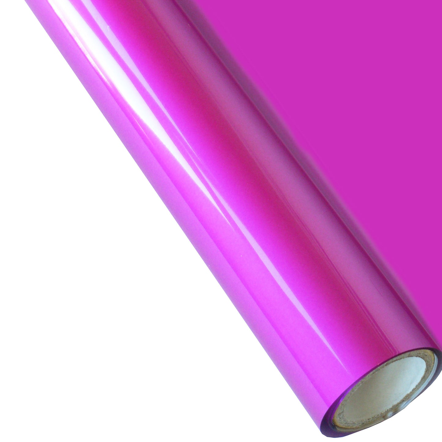 A roll of matte fuchsia colored StarCraft Electra Foil, used for heat transfer adhesive in crafting.