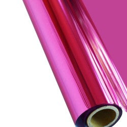 A roll of hot pink StarCraft Electra Foil, which is used for heat transfer printing in crafting.