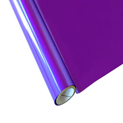 A roll of violet colored StarCraft Electra Foil, used for heat transfer printing in crafting.