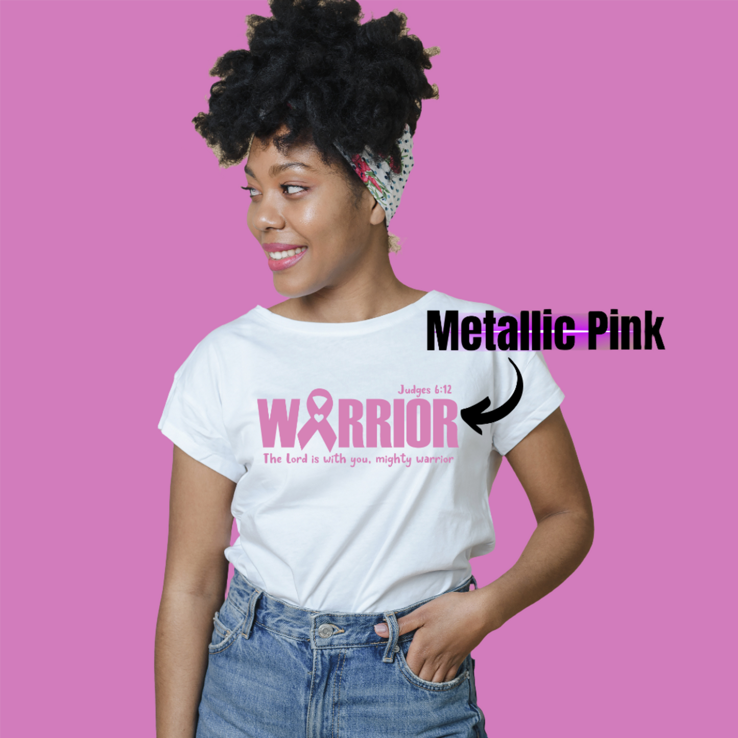 Breast Cancer Warrior Metallic Tee
