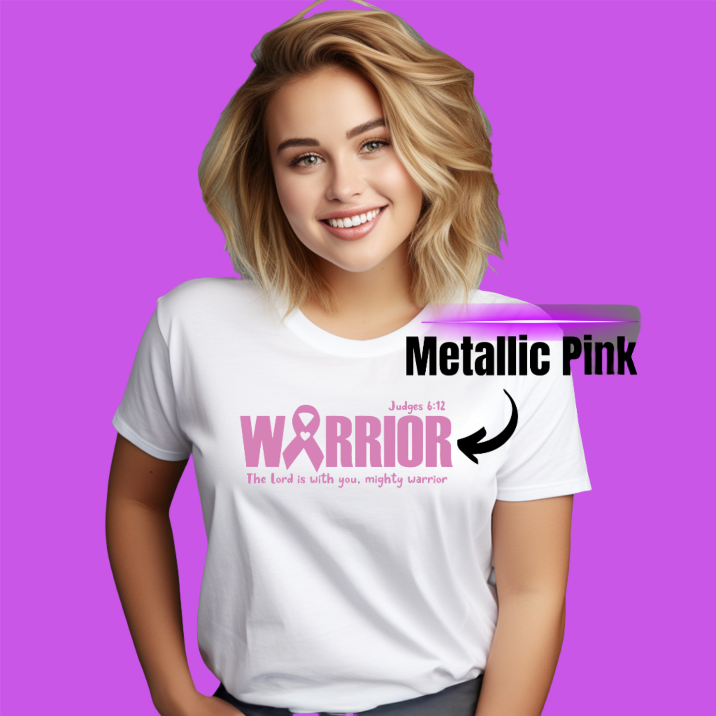 Breast Cancer Warrior Metallic Tee