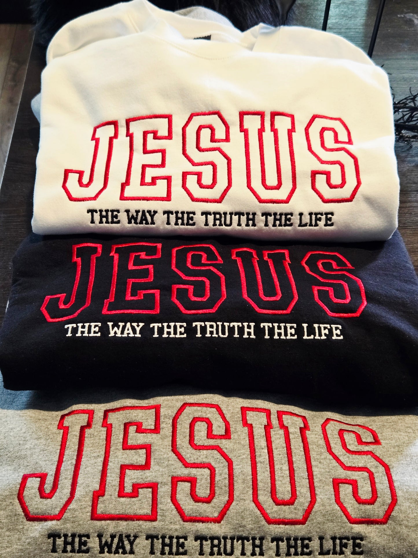 Jesus The Way The Truth The Life Embroidered Sweater