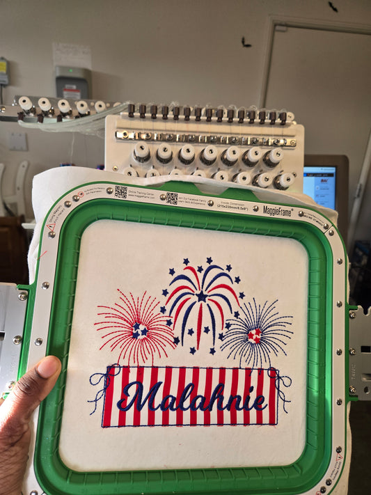 Personalized Embroidered Firework Banner shirt