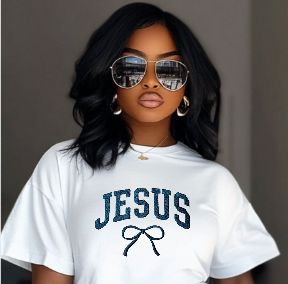 Jesus Bow Embroidery T Shirt