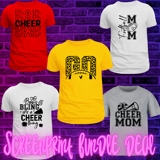 FOOTBALL and Cheer- Screen Print Transfer Bundle