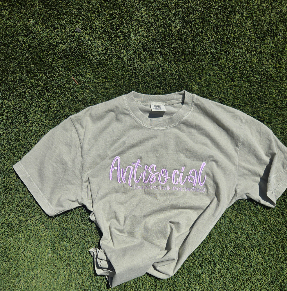 Antisocial Business Embroidery T Shirt