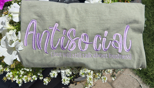 Antisocial Embroidery comfort color T-shirt