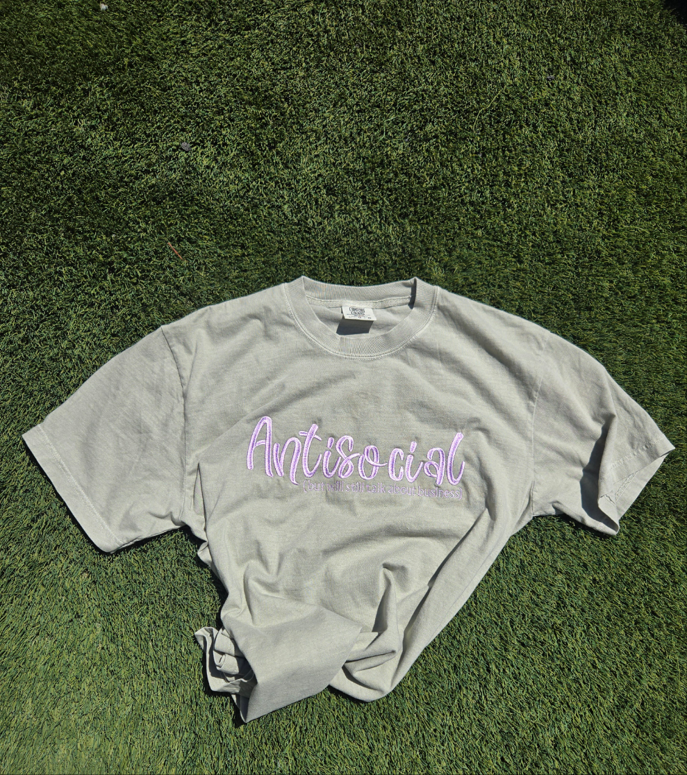 Antisocial Business Embroidery T Shirt