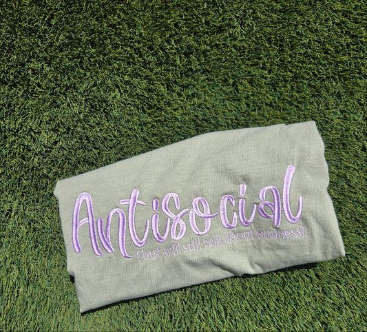 Antisocial Embroidery comfort color T-shirt