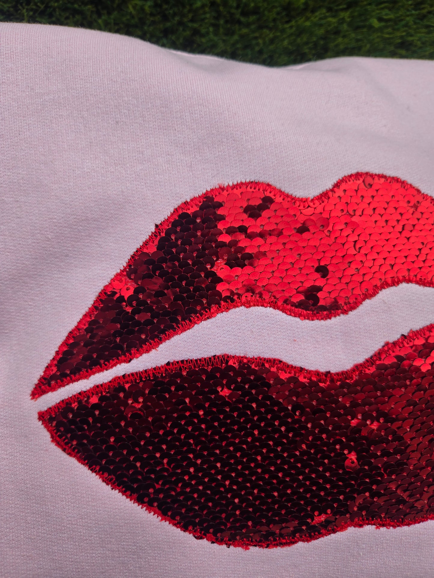 Sequin Lips Xoxo Applique Embroidery