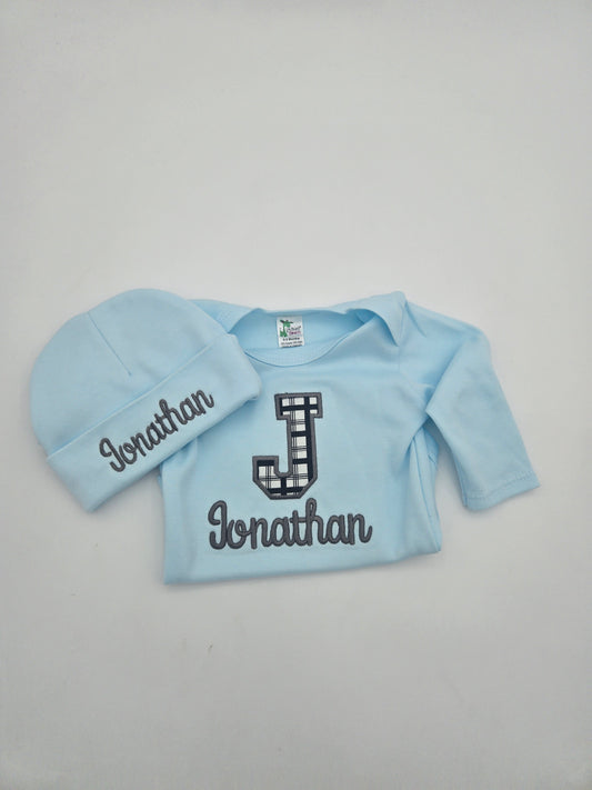 Personalized Signature Applique Embroidered Baby Gift Set