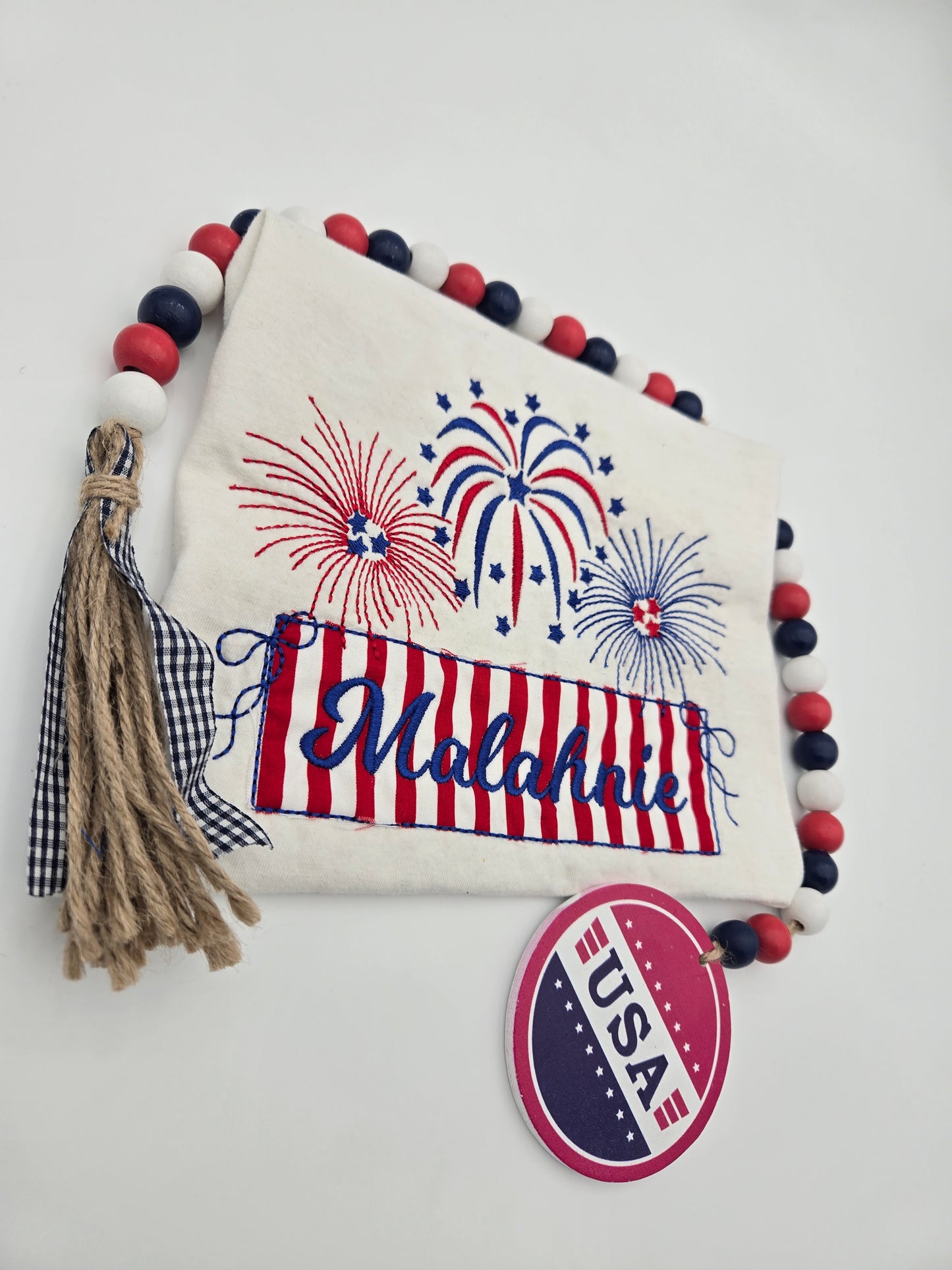 Personalized Embroidered Firework Banner shirt