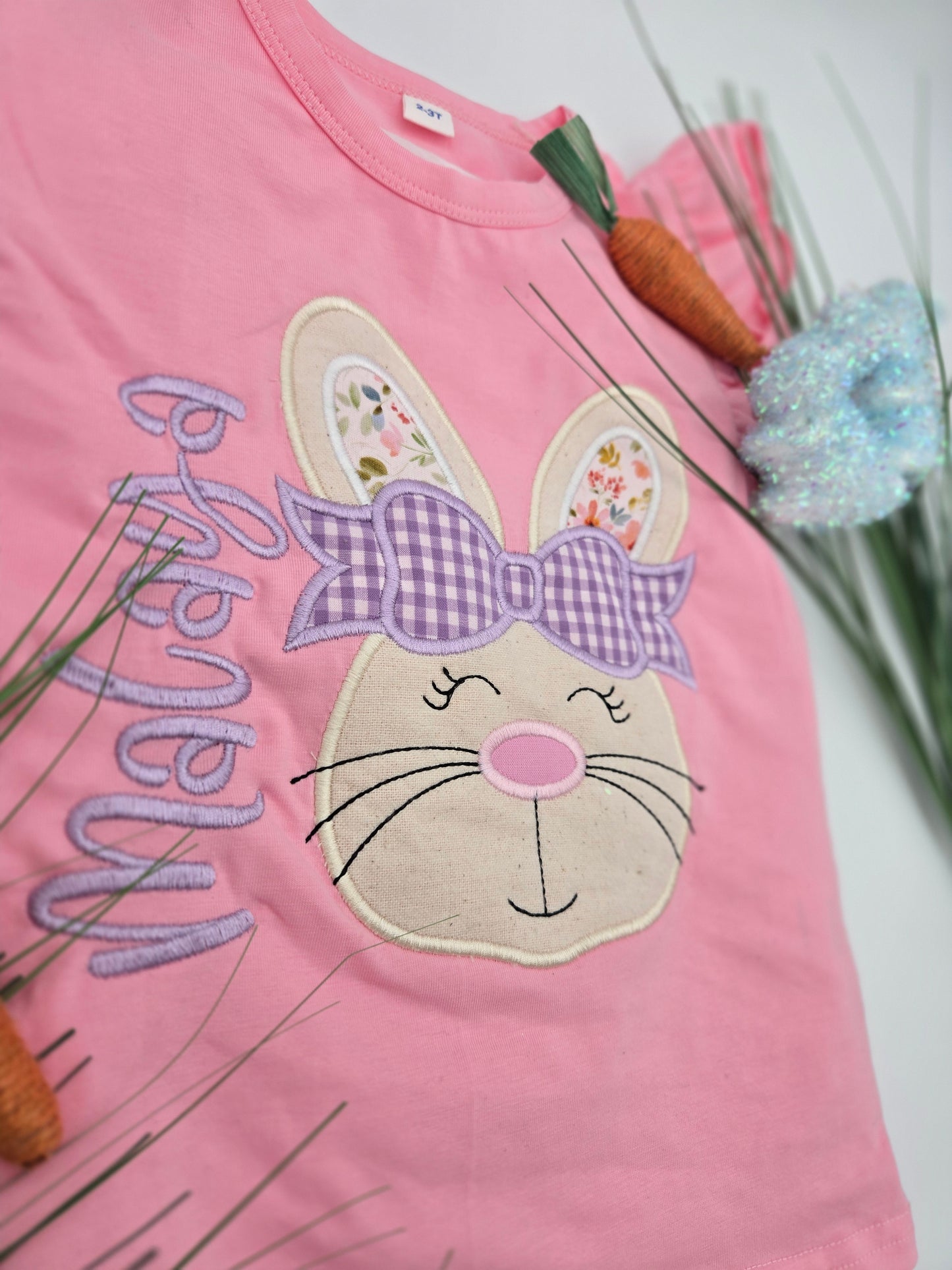 Personalized Embroidered Girls Bunny shirt