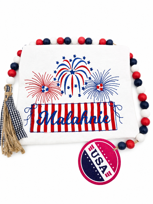 Personalized Embroidered Firework Banner shirt