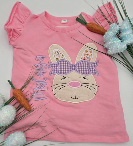 Personalized Embroidered Girls Bunny shirt