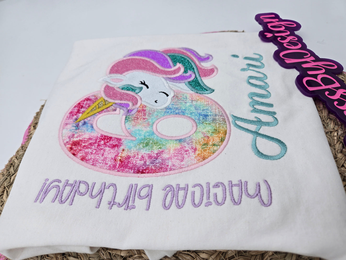 Personalized Embroidered Girls Unicorn Birthday shirt