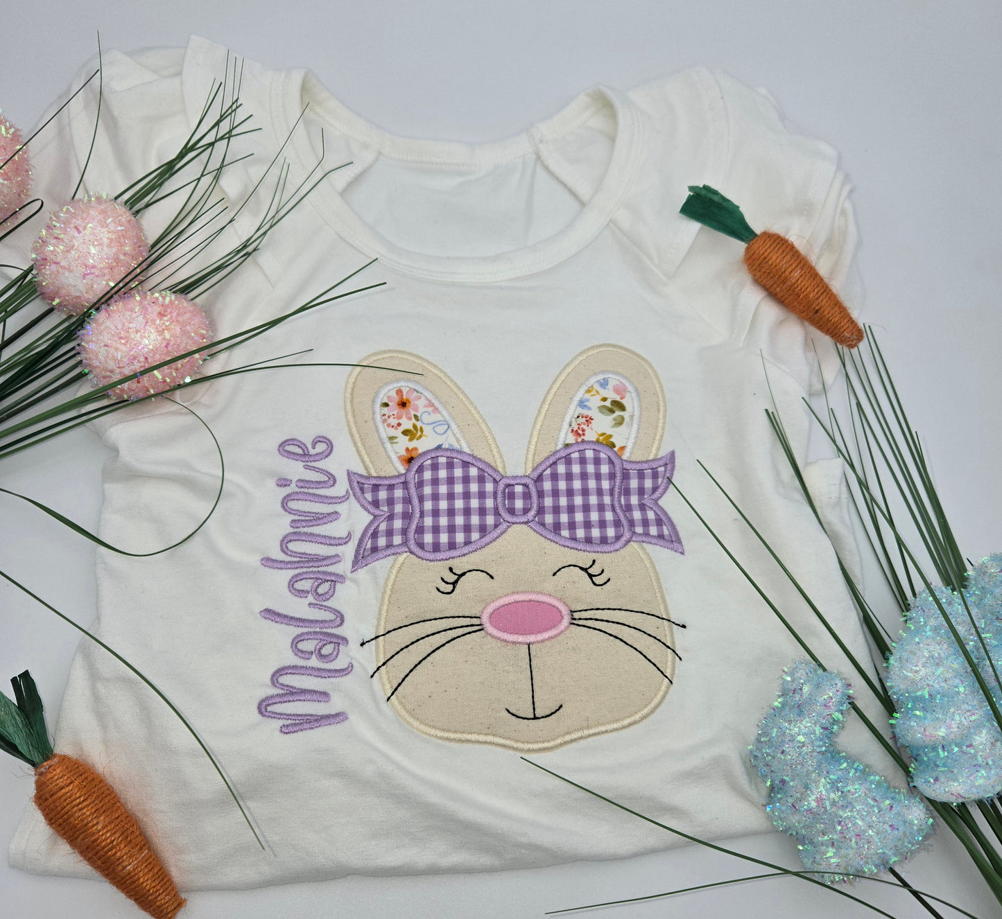 Personalized Embroidered Girls Bunny shirt