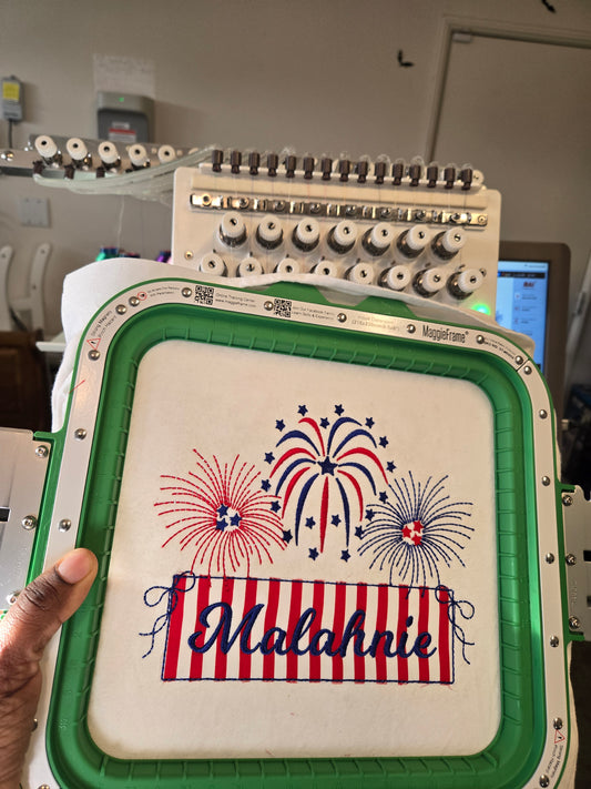 Personalized Embroidered Firework Banner shirt