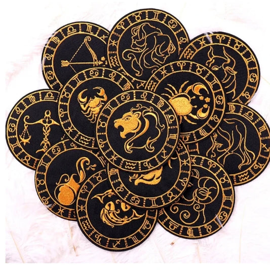 Black and Gold Zodiac Hat Patch
