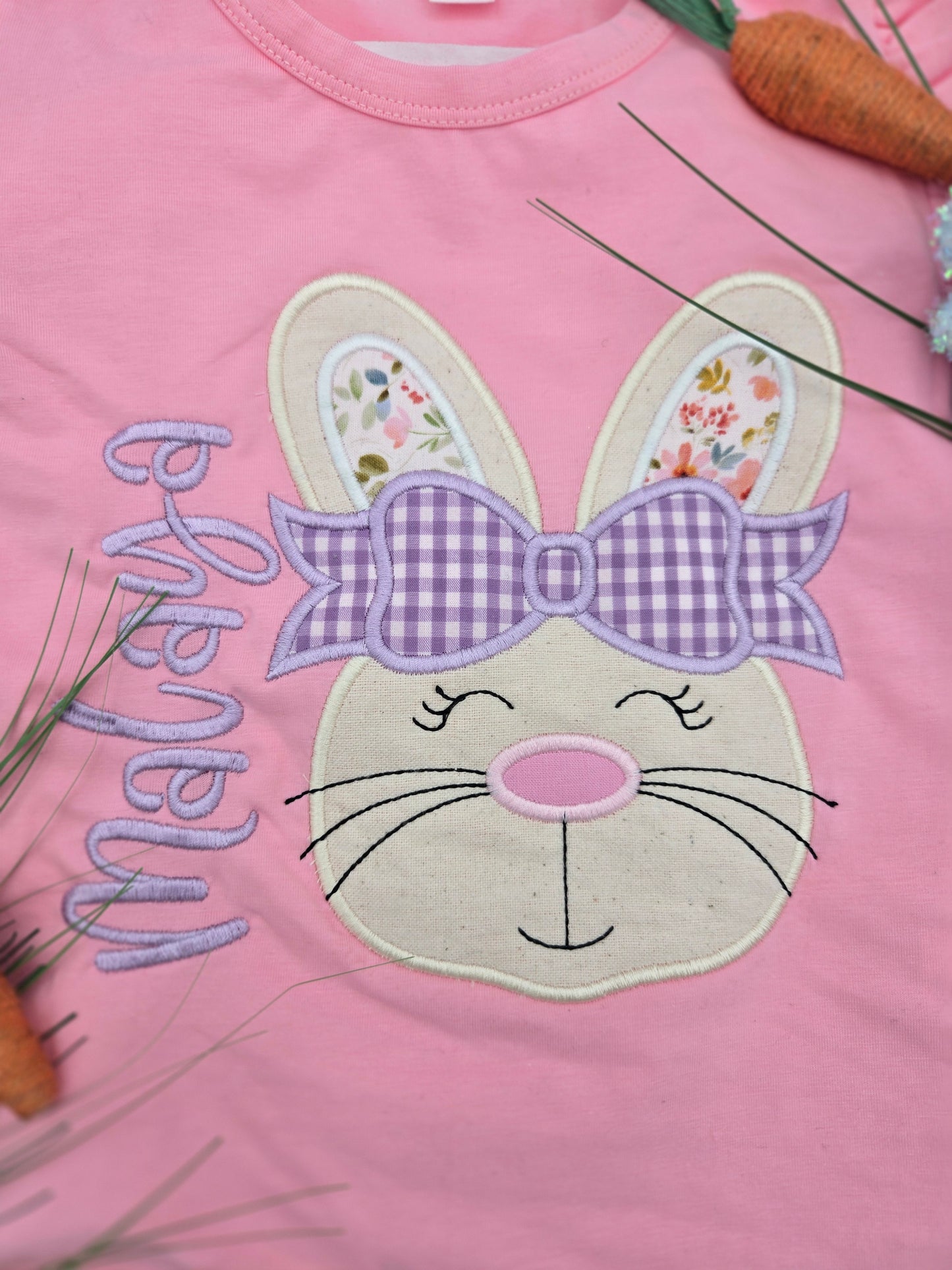 Personalized Embroidered Girls Bunny shirt